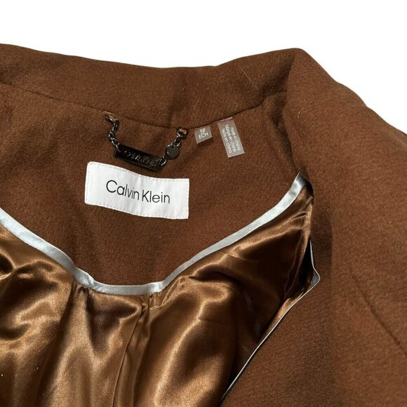 New Calvin Klein Women's Asymmetrical Wool Jacket Brown Size XS Extra Small - Picture 10 of 11